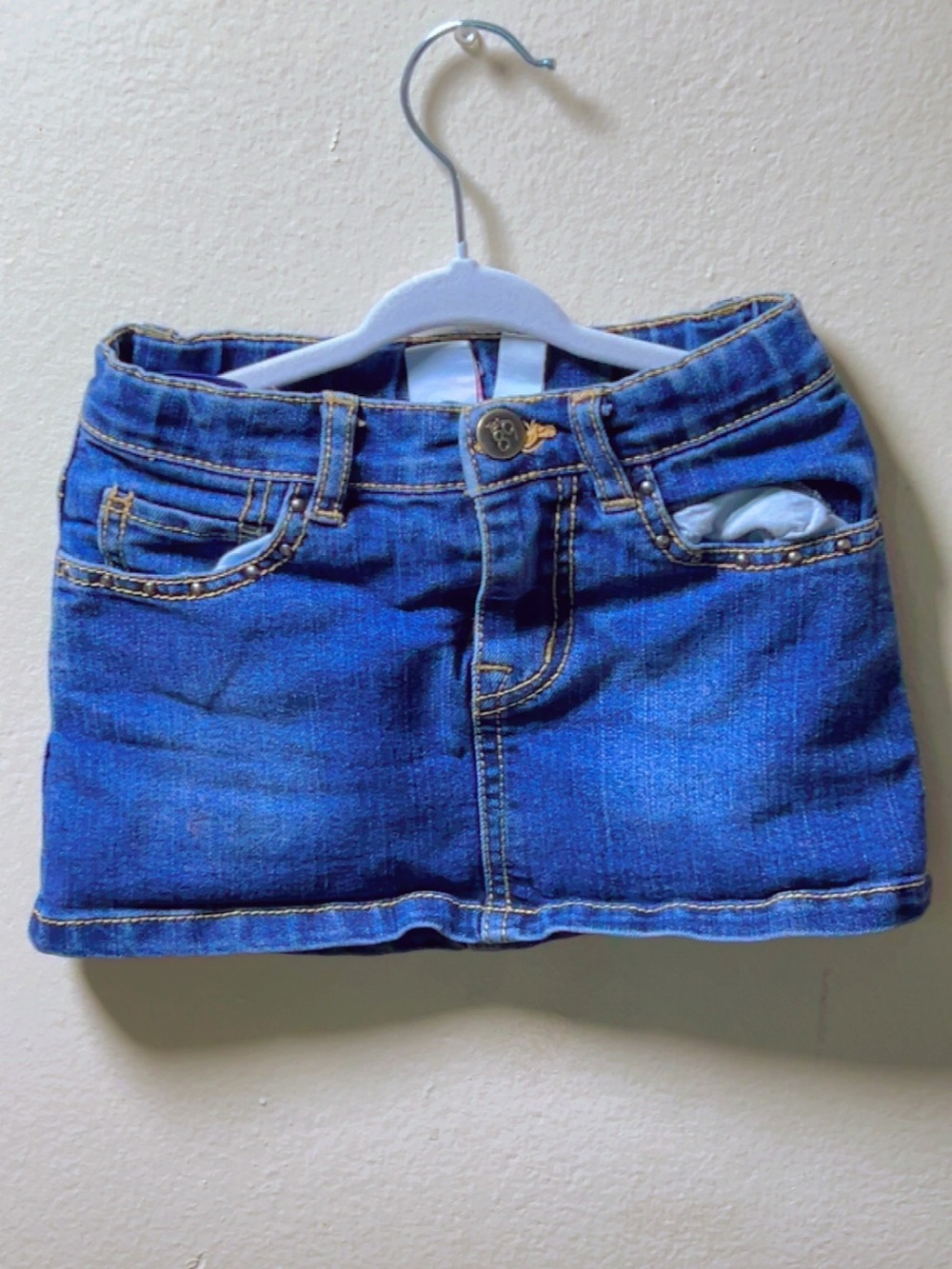 Place Girls Denim Mini Skirt in Blue with Contrast Stitching